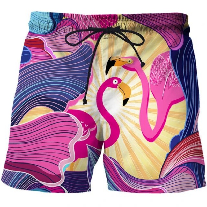 Swim Trunk Quick Dry - Мужские шорты с 3D-принтом животных: фламинго,
