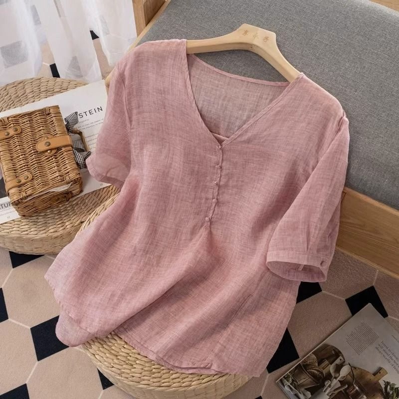 Женская футболка из смесового  – обзор и цена Linen Shirt Breathable