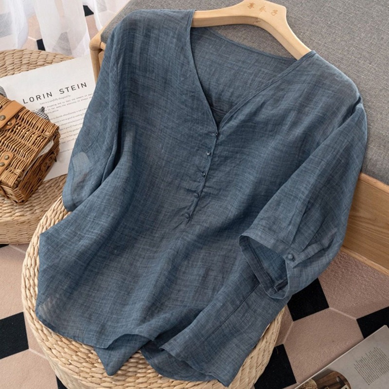 Женская футболка из смесового  – обзор и цена Linen Shirt Breathable